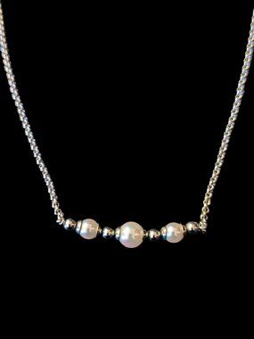 Majorica 1890 Faux Pearl Silver Tone Vintage 19" Long Necklace